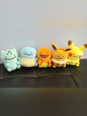 Plush Pokémon Trio Squirtle Charmander Eevee Plushies - Blue, Orange, Brown